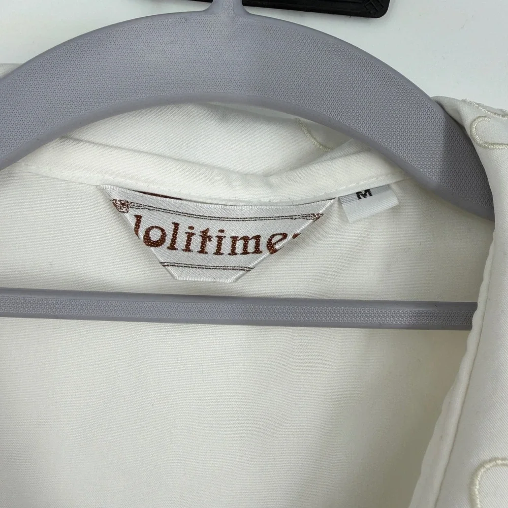 Lolitimes White Embroidered Peter Pan Collar Lace Ruffle Blouse Top Womens M - Picture 4 of 5
